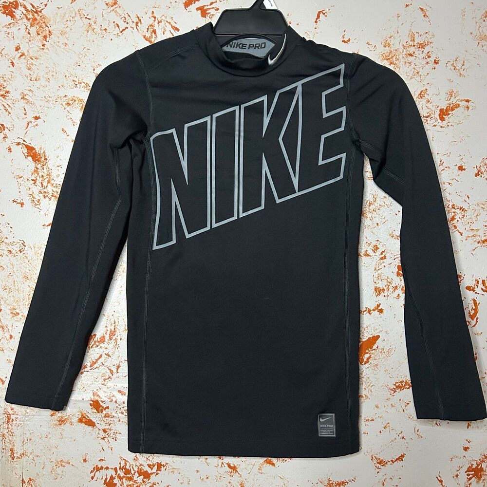 Nike Pro Dri Fit Compression Shirt Mens XL Black Long Sleeve